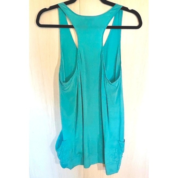Joie Teal 100% Silk Racerback Tank Dress Sleeveless Blouse w/ Pockets Size M - Picture 6 of 6